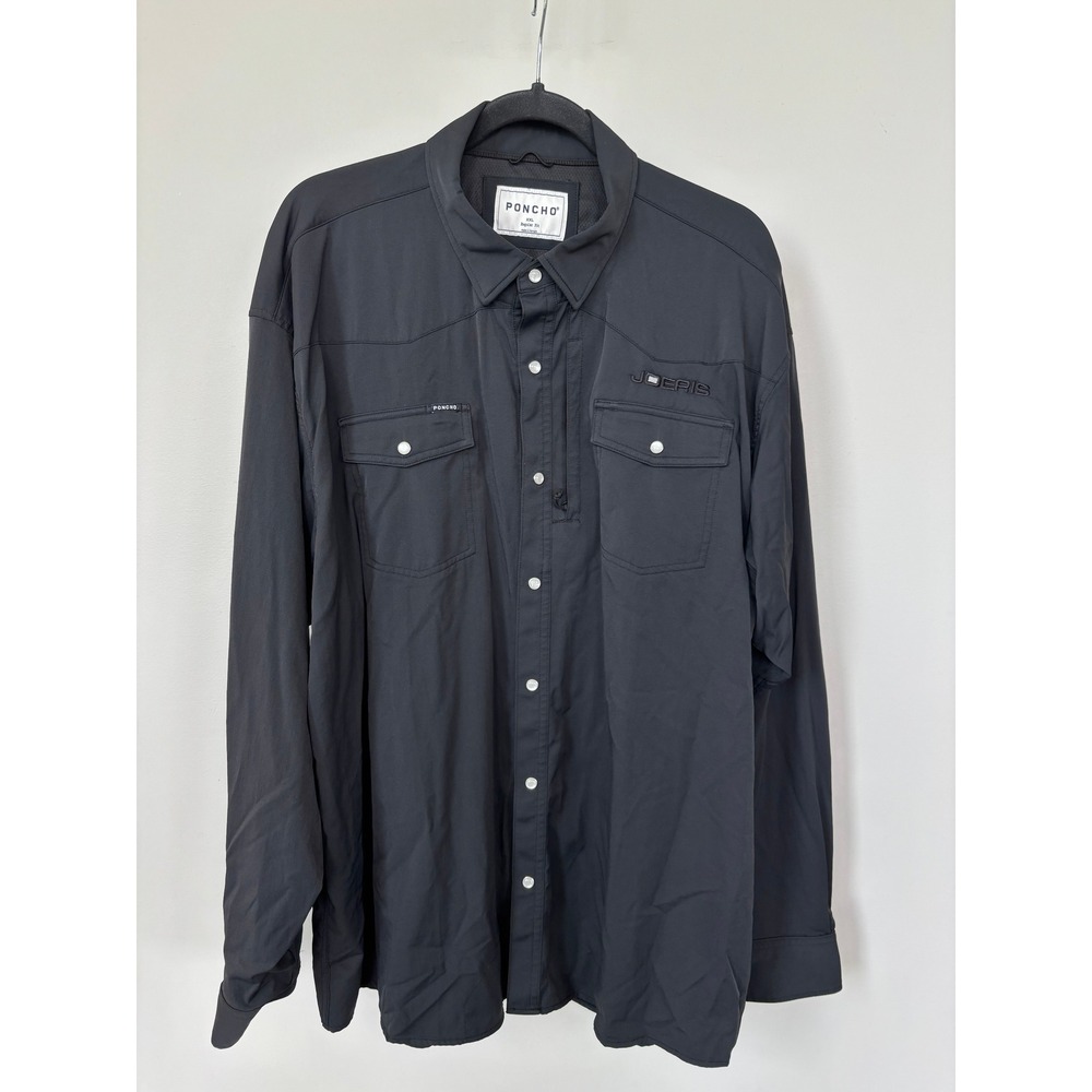 Poncho Outdoors Mens XXL Regular Fit Black Western Performance Fishing Shirt